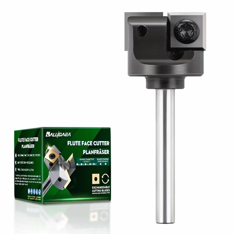Frez czołowy do frezarek górnowrzecionowych z trzonkiem 6 mm – średnica cięcia 25,4 mm – z 2 nożami z twardego metalu 12 x 12 mm, frez krawędziowy CNC do frezowania płaskiego, rowków i