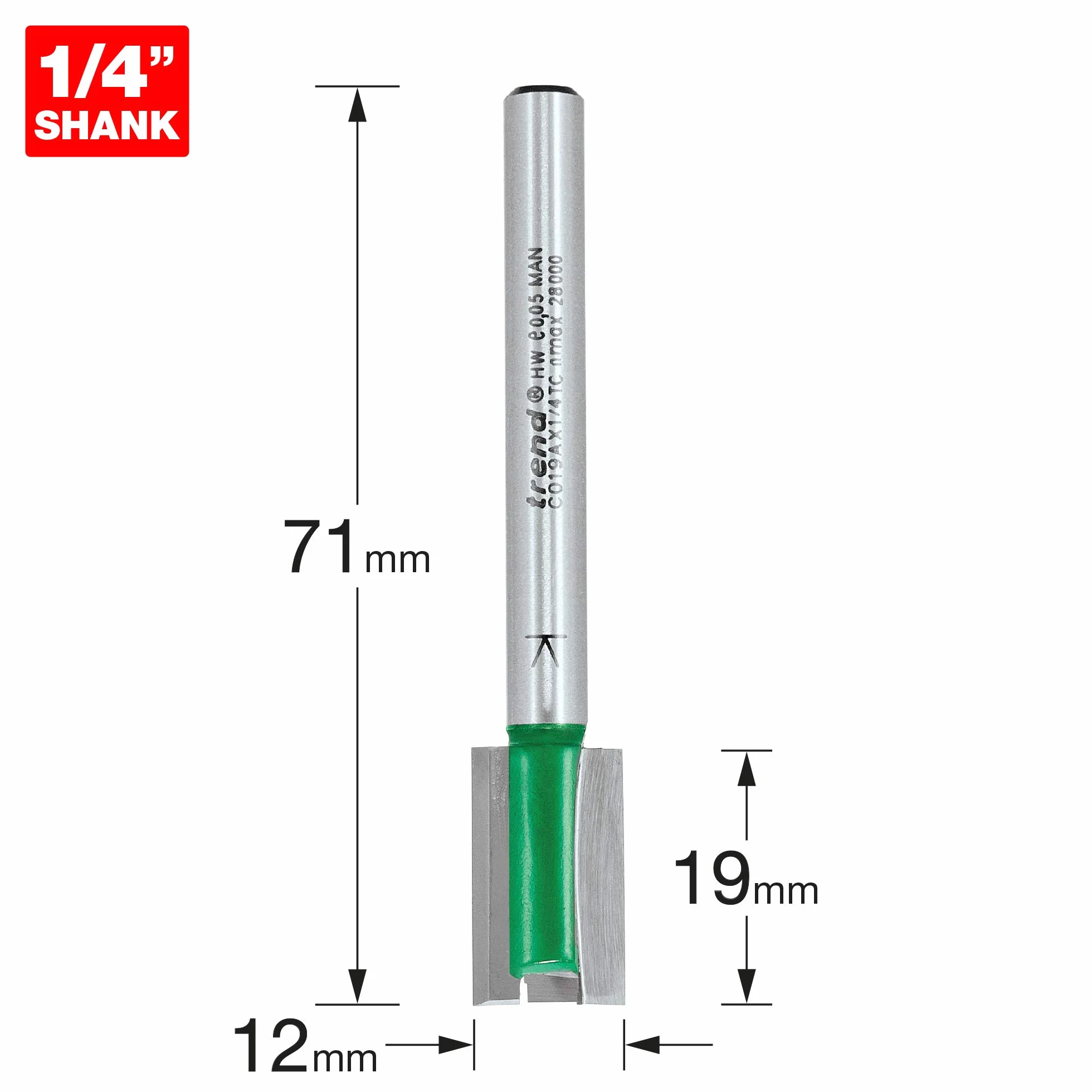 Trend C019AX1/4TC Craft Pro 1/4-Calowa Cholewka z Węglika Wolframu Prosty Frez