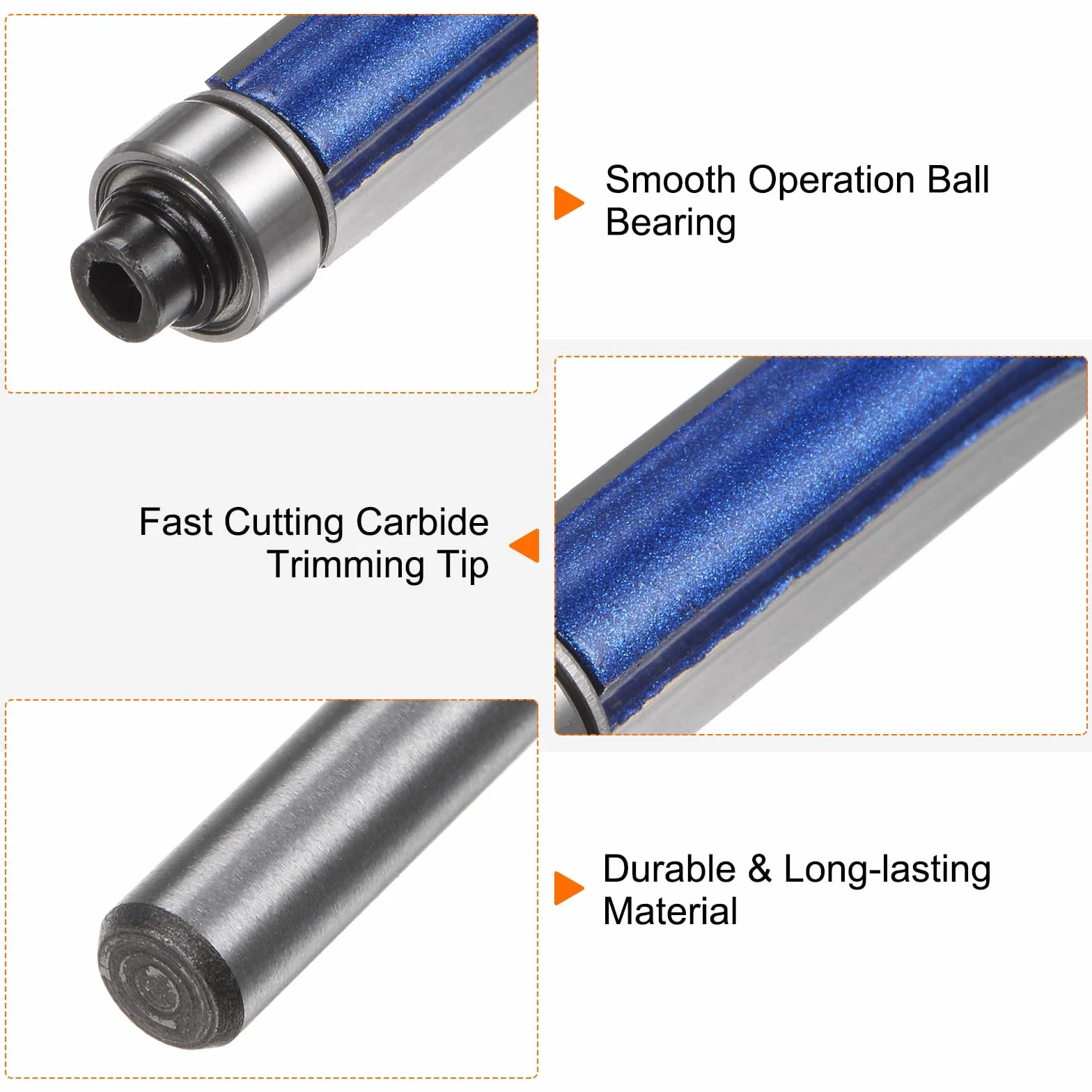 QUARKZMAN Frez do krawędzi 6 mm, trzonek 3/8", średnica 1,2", głębokość cięcia górnego łożyska, prosta frez do cięcia twardego metalu do płyt wiórowych, sklejki, MDF, prac drewnianych,