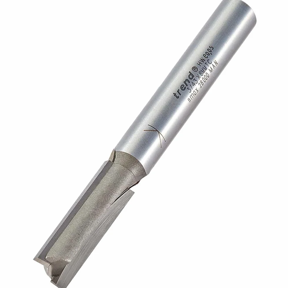 Trend Frez z dwoma rowkami o średnicy 8mm x 25mm, do materiałów ściernych, takich jak płyta wiórowa, MDF, sklejka, drewno twarde i twarde tworzywa sztuczne, 3/43X8MMTC