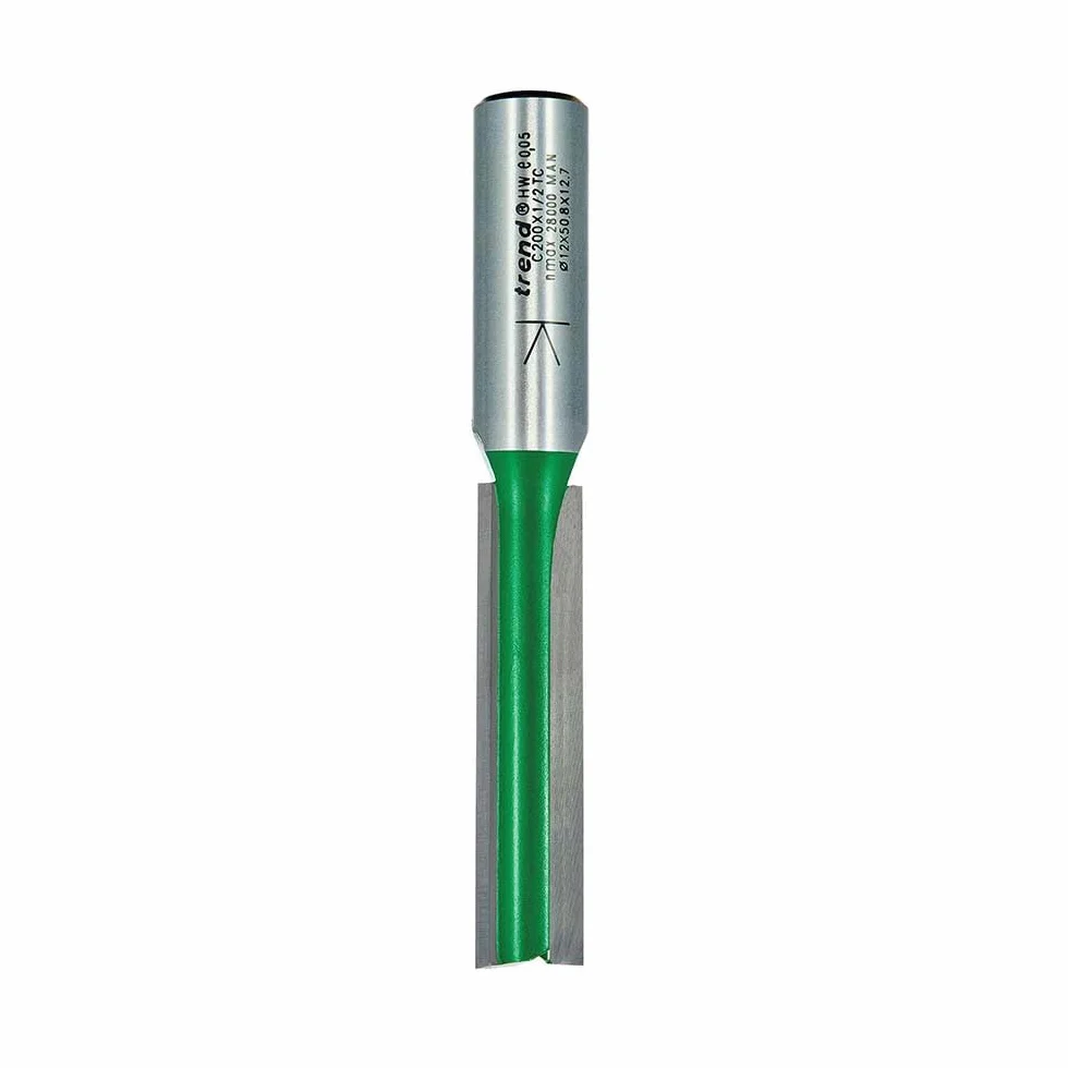 Trend CraftPro frez prosty dwupiórowy do frezarki górnowrzecionowej, trzpień 1/2 cala, średnica cięcia 12 mm, długość cięcia 50 mm, węglik spiekany (TCT), C200X1/2TC