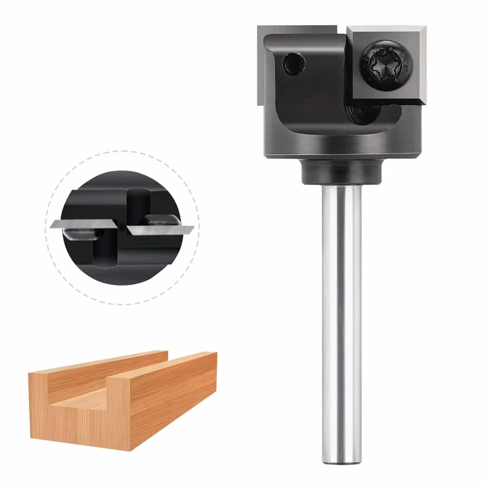 Frez czołowy do frezarek górnowrzecionowych z trzonkiem 6 mm – średnica cięcia 25,4 mm – z 2 nożami z twardego metalu 12 x 12 mm, frez krawędziowy CNC do frezowania płaskiego, rowków i