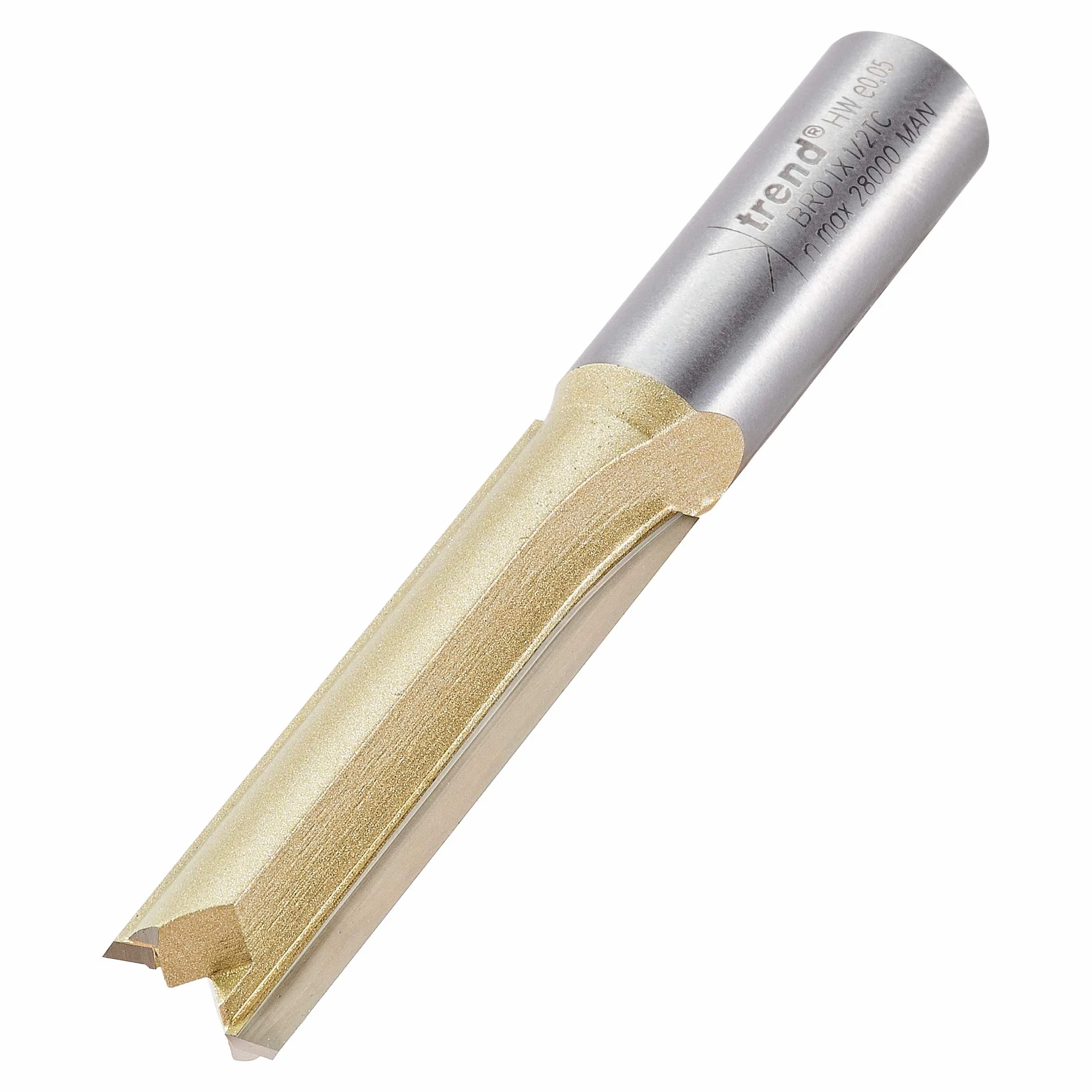 Trend Profesjonalny frez do obróbki blatów Straight Two Flute, trzpień 1/2 cala, średnica cięcia 12,7 mm i długość cięcia 50,8 mm, z węglikowym ostrzem, BR01X1/2TC