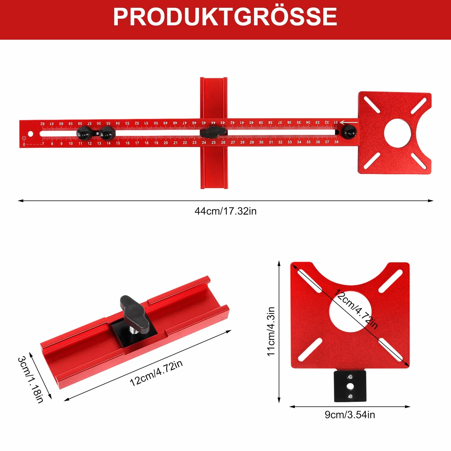 4 w 1 regulowany aluminiowy obieg frezowania, szablon do frezowania górnowrzecionowego, przewodnik Milling Guide, krążek frezarski górnowrzecionowy, promień 90 mm do 370 mm, wielofunkcyjny szablon do