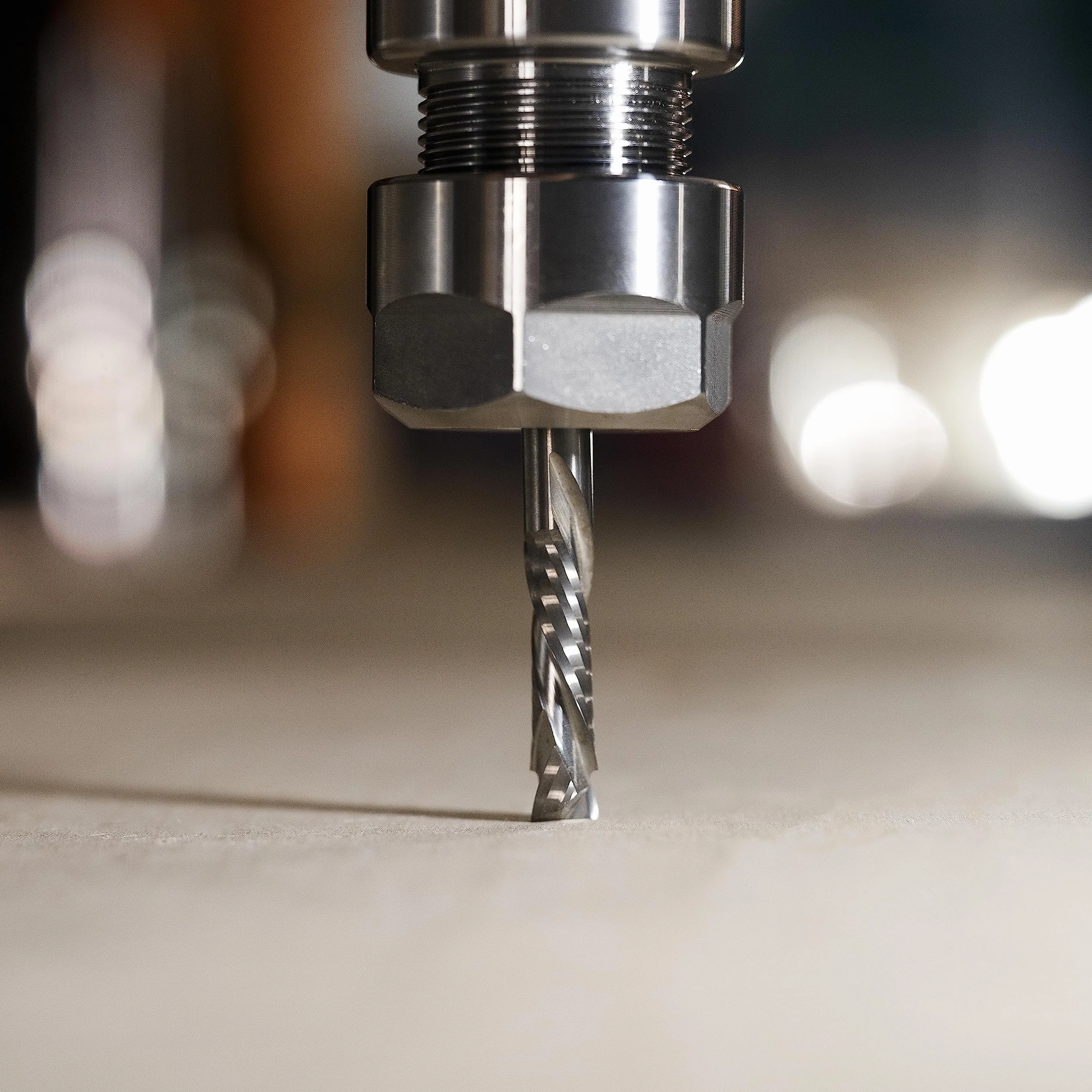 SpeTool Spiralny Frez Do Rowków 6 mm - Kompresja Chwytu 22 mm, Długość Cięcia w Górę i w Dół, Palcowy z Węglików Spiekanych, CNC, Do Otworów i Drewna