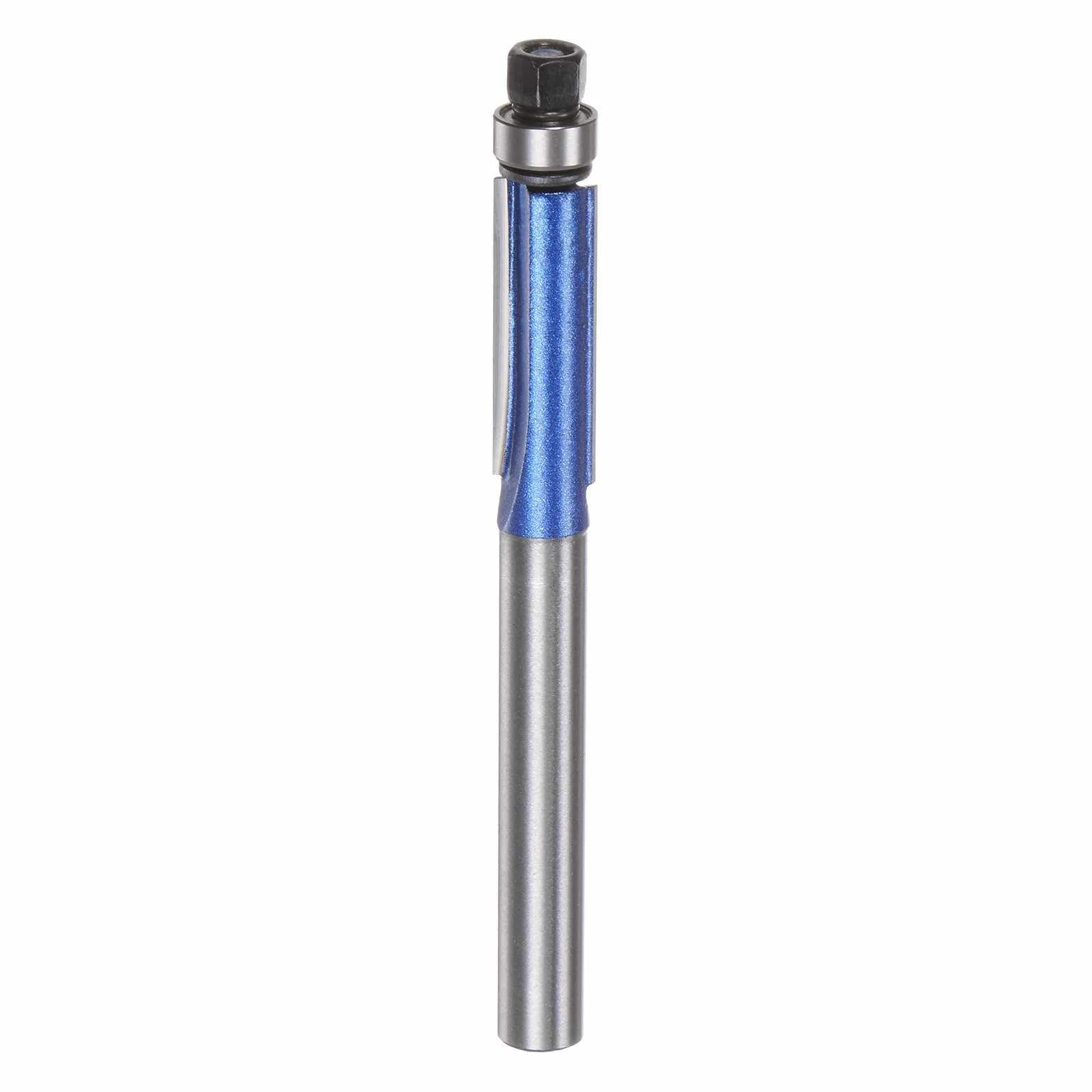 QUARKZMAN Frez równoległy z trzonkiem 6 mm, średnica 1/4", głębokość cięcia 0,8", górne łożysko, cięcie proste, frez z węglików spiekanych, stolarka, srebrny niebieski