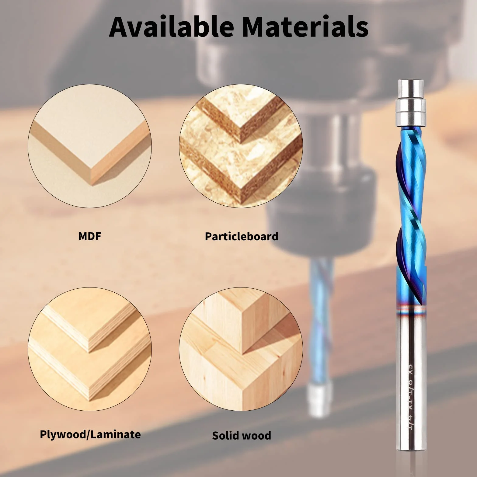 Downcut Spiral Flush Trim Router Bit, 1/4 cala Shank Solid Carbide Flush Trim Frezy spiralne z Nano-Coated by EANOSIC (1/10.2 cm Shank Down-Cut)