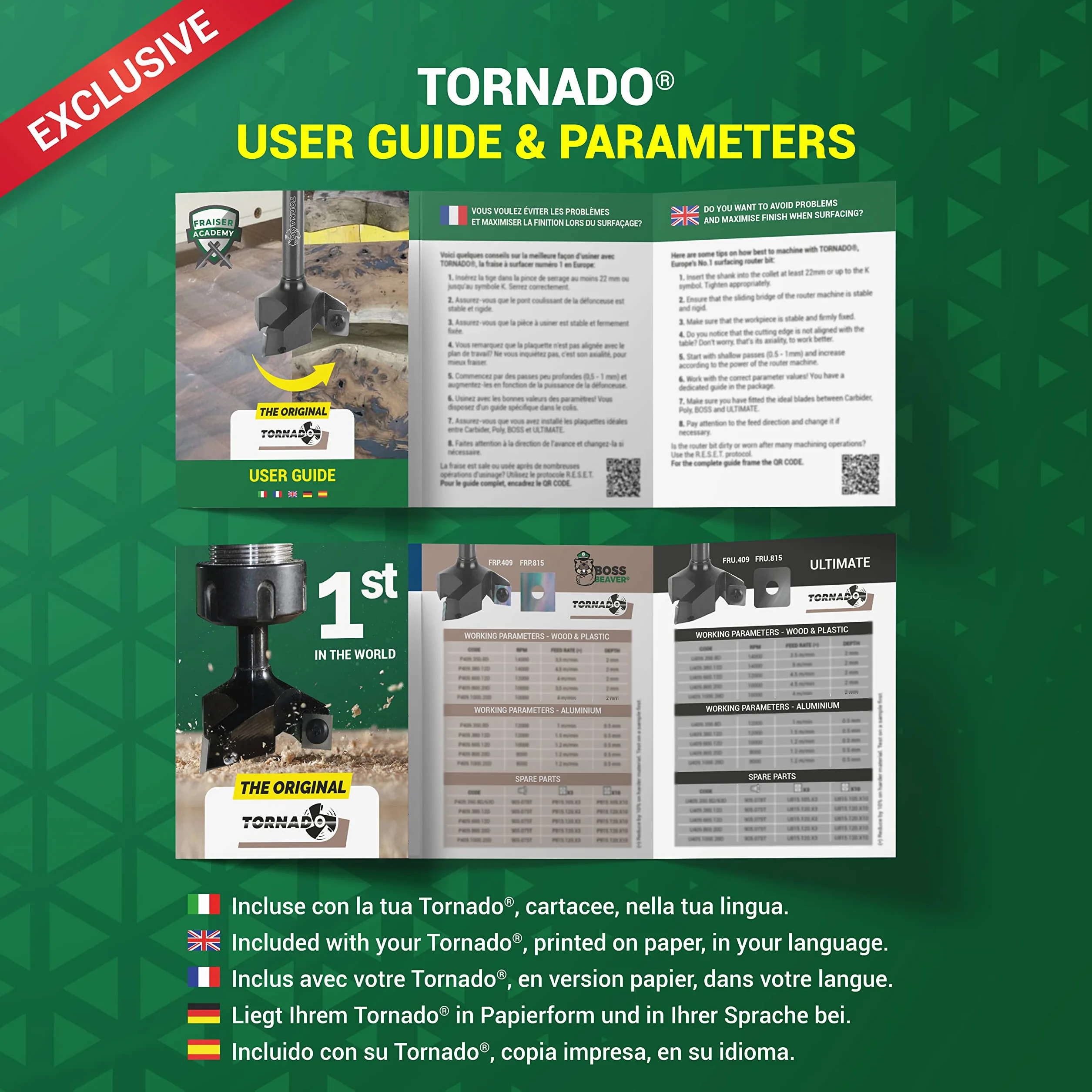 Fraiser Tornado – frez do wyrównywania drewna, trzpień 8 mm, średnica 35 mm, płytki z węglika 10,5 × 10,5 mm – do płaszczyzn, rowków i krawędzi, do frezarki górnowrzecionowej