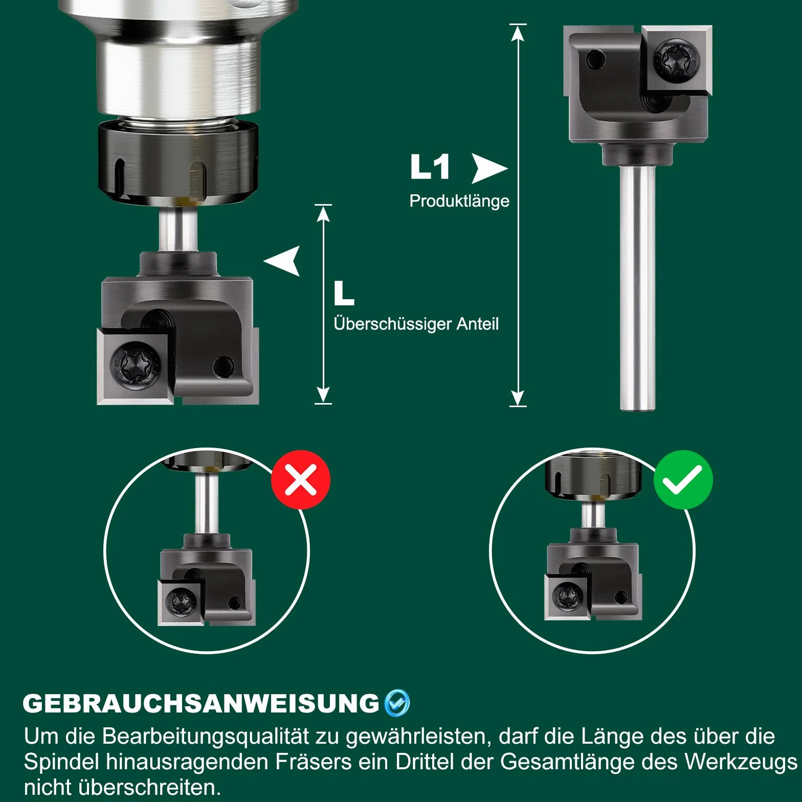 Frez czołowy do frezarek górnowrzecionowych z trzonkiem 6 mm – średnica cięcia 25,4 mm – z 2 nożami z twardego metalu 12 x 12 mm, frez krawędziowy CNC do frezowania płaskiego, rowków i