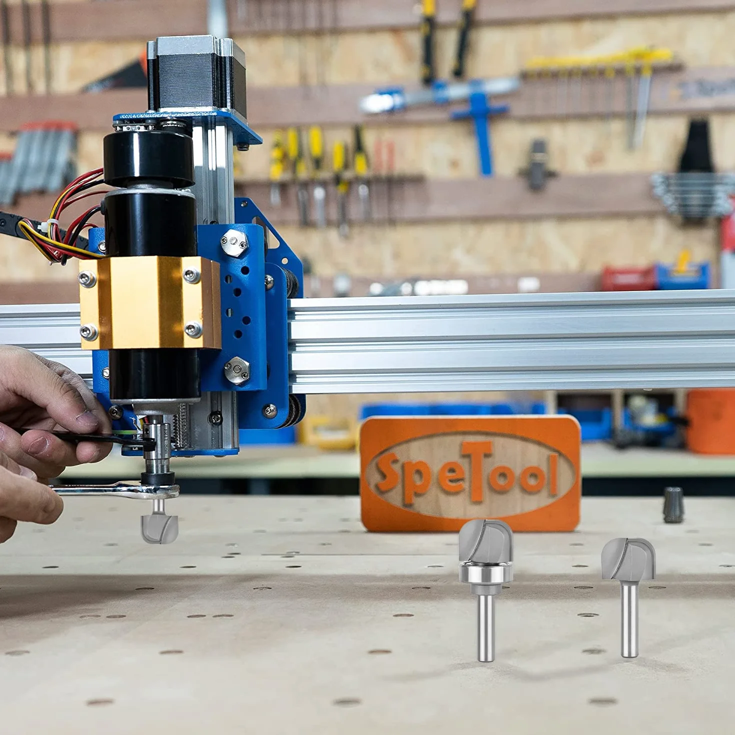 SpeTool frez do wgłębień i talerzy, frez do rowków z otworem 8mm trzonka, frez do talerzy szablon, frez bit model frez rowkowy 24mm średnica cięcia 2 żłobki frez do drewna do frezarki do obróbki