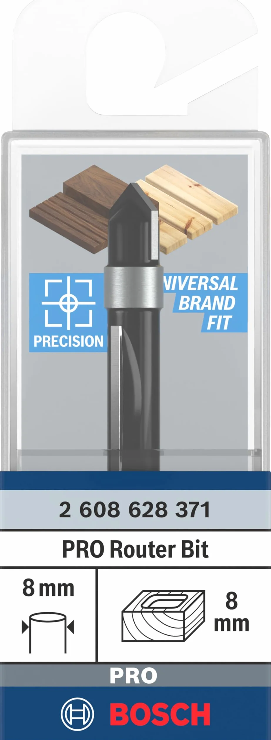 Bosch 1x Pilot panelu frezu prostego PRO (do Miękkie drewno, Twarde drewno, Ø 8 mm, Professional Akcesoria Frez ręczny, Frez krawędziowy)