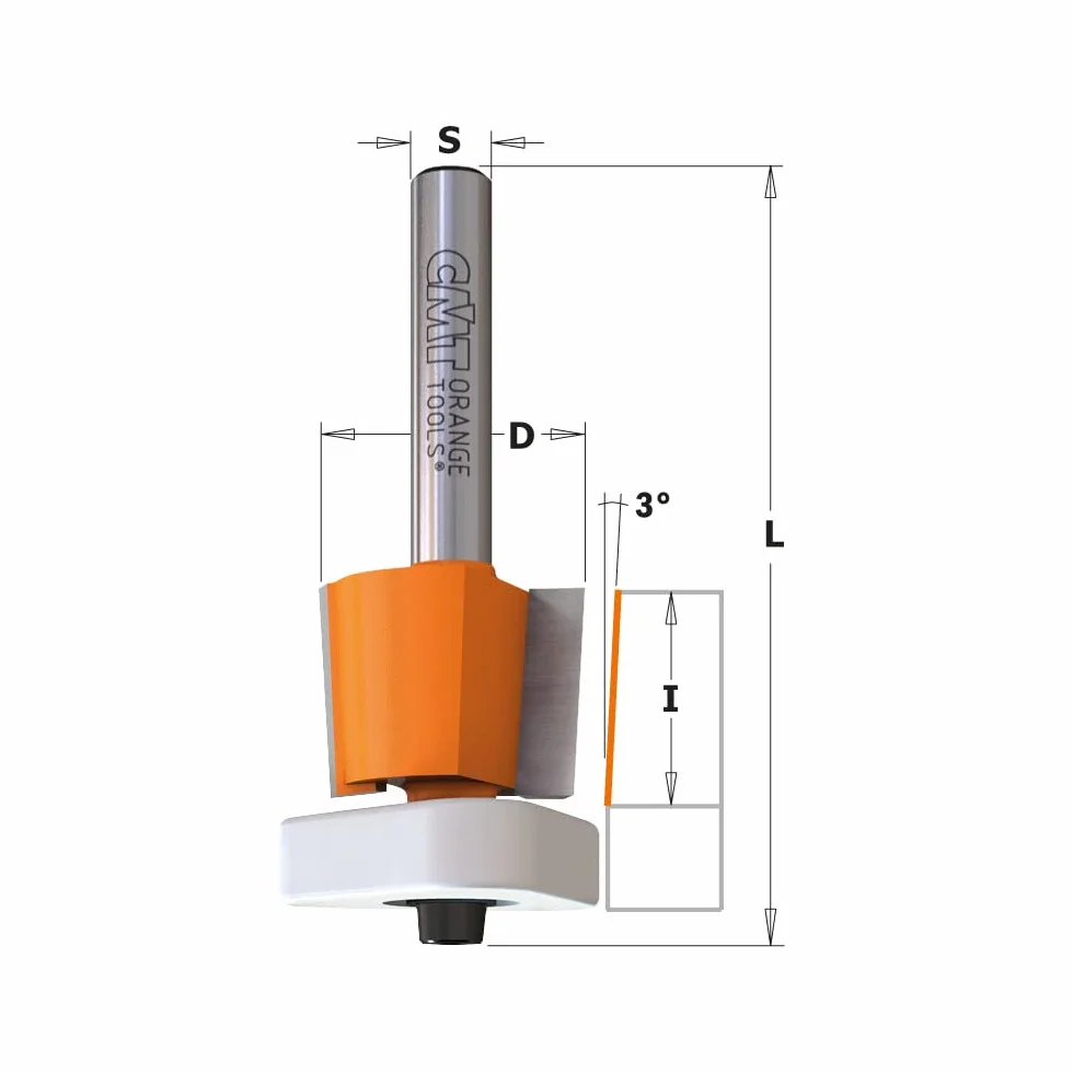 CMT POMARAŃCZOWE TOOLS 707.128.11 - Śrubowe frezy VHM z trójkątnym łożyskiem kulkowym S=6 D=12,7X12,7