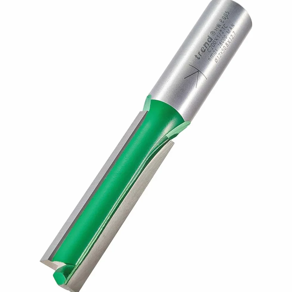 Trend CraftPro frez prosty dwupiórowy do frezarki górnowrzecionowej, trzpień 1/2 cala, średnica cięcia 12 mm, długość cięcia 50 mm, węglik spiekany (TCT), C200X1/2TC