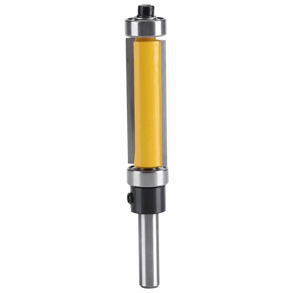 Broca enrutadora recta de ajuste al ras con cojinete superior e inferior Herramienta para trabajar la madera con vástago de 1-1/2"H * 1/4"