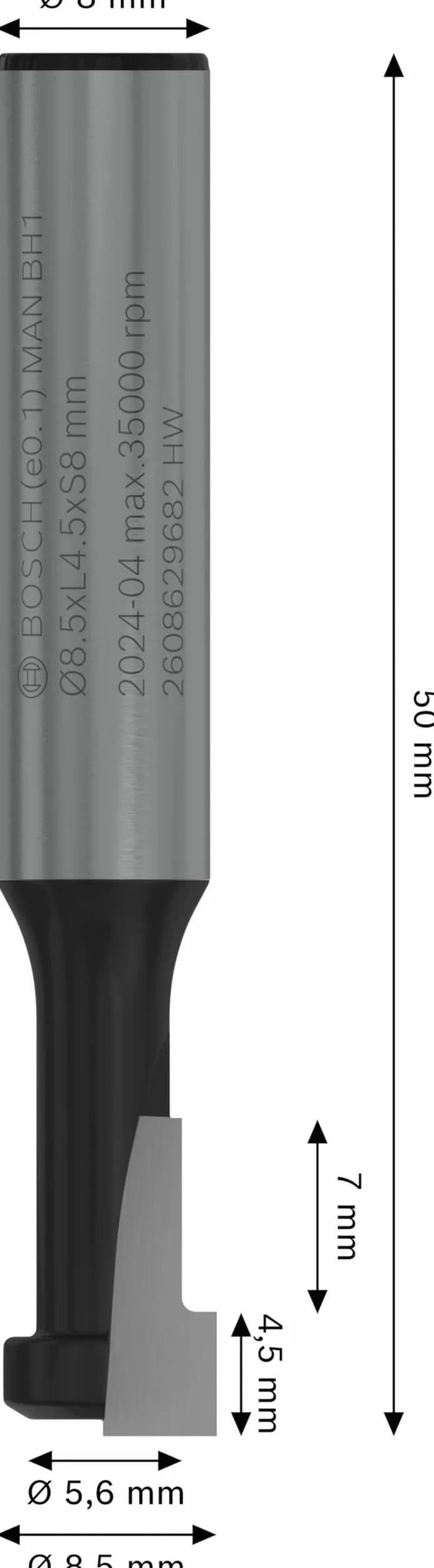 Bosch 1x Frez PRO Keyhole (do Miękkie drewno, Twarde drewno, Ø 5,6 mm, Professional Akcesoria Frez ręczny, Frez krawędziowy)