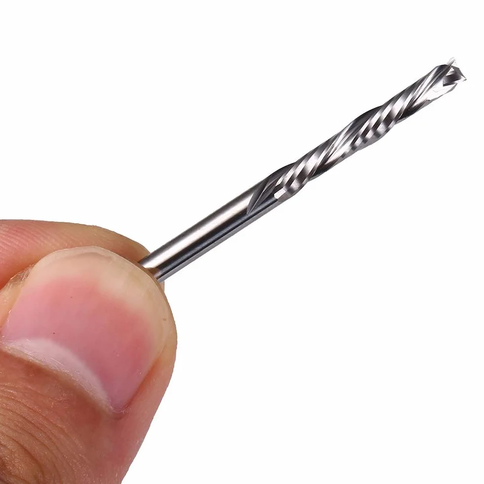EU_HOZLY 3. 175 x 22 mm UP & DOWN cięcie dwóch fletów spiralnych mechanizm z węglików spiekanych przecinak narzędziowy do CNC Router Kompresja Bity drewniane Opakowanie zawiera 5 sztuk