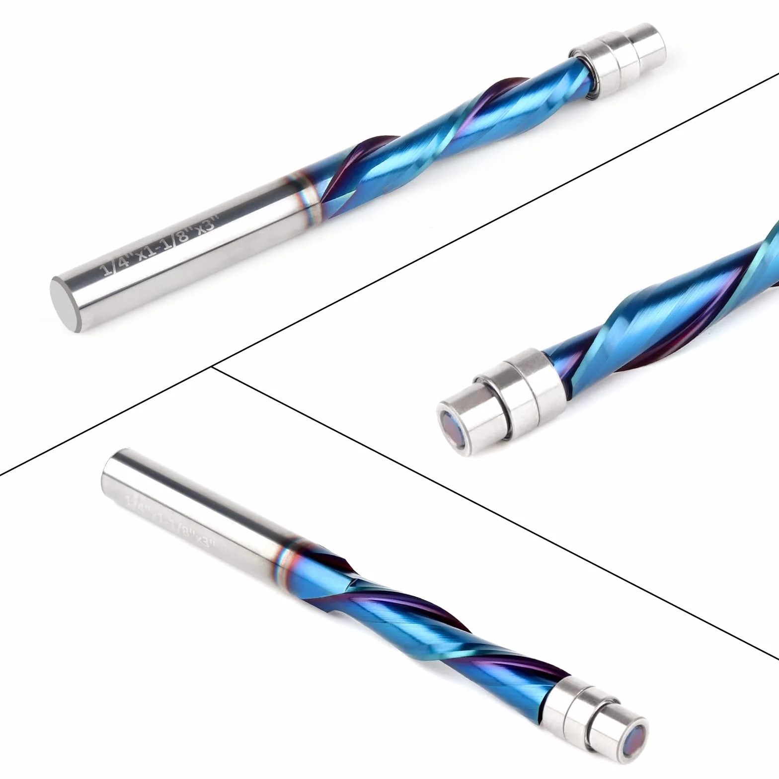 Downcut Spiral Flush Trim Router Bit, 1/4 cala Shank Solid Carbide Flush Trim Frezy spiralne z Nano-Coated by EANOSIC (1/10.2 cm Shank Down-Cut)