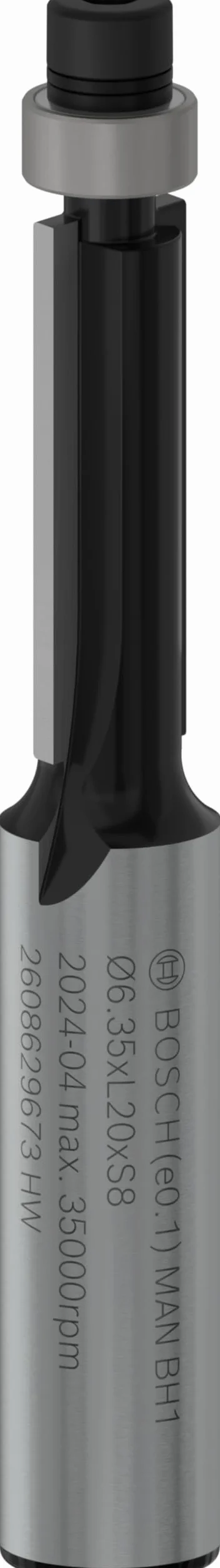 Bosch 1x Frez prosty PRO z łożyskiem kulkowym na dole (do Miękkie drewno, Twarde drewno, Ø 6,4 mm, Professional Akcesoria Frez ręczny, Frez krawędziowy)
