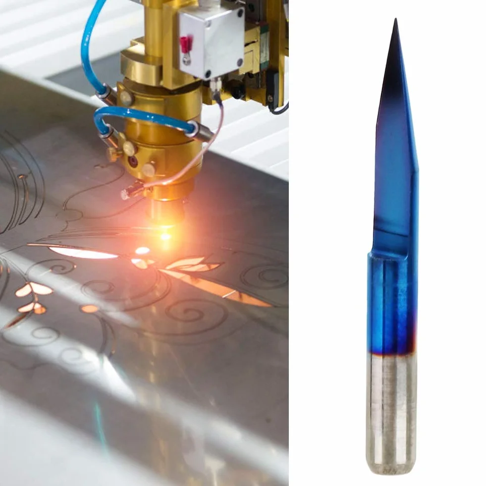 Węglik PCB grawerunek CNC narzędzie do frezowania bitów - niebieski płaszcz frez CNC bity 20 stopni 3,175 mm stożkowa stal wolframowa V-Bit opakowanie 10 sztuk (rozmiar: 0,2 mm)