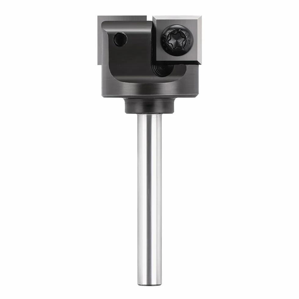 Frez czołowy do frezarek górnowrzecionowych z trzonkiem 6 mm – średnica cięcia 25,4 mm – z 2 nożami z twardego metalu 12 x 12 mm, frez krawędziowy CNC do frezowania płaskiego, rowków i