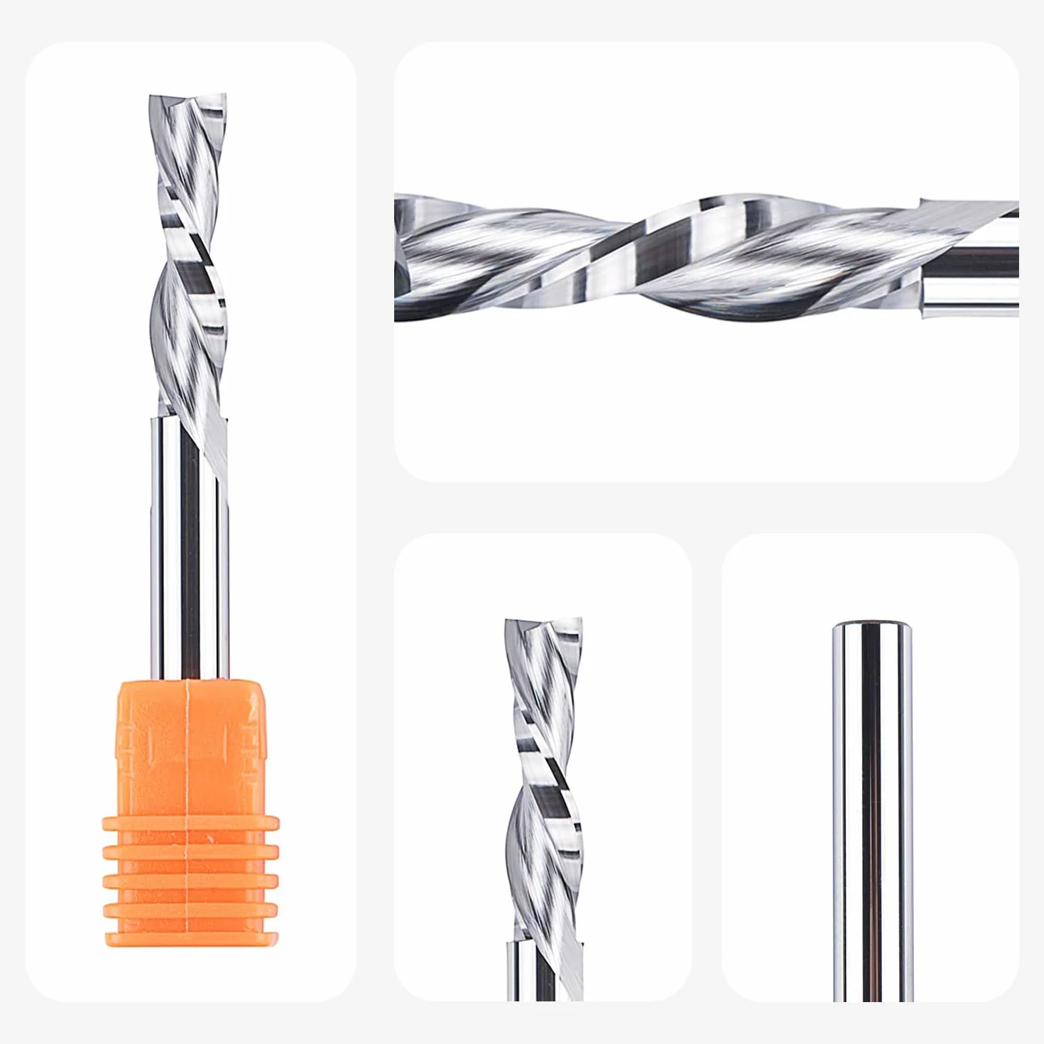 SpeTool Frezy spiralne 6 mm, trzonek downcut 24 mm, długość cięcia CNC, zestaw frezów do rowków VHM, frezy trzpieniowe, frezy do rowków spiralnych, do drewna, 2 fletów