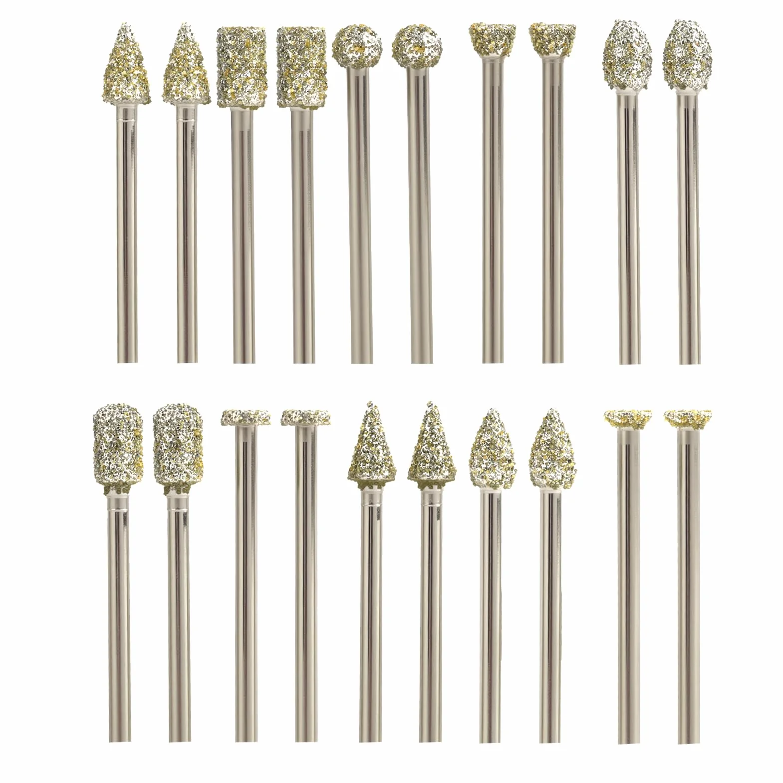 20 sztuk narzędzi do frezowania diamentów, kompatybilny z Dremel i innymi narzędziami obrotowymi z osią 1/8" 3 mm, do rzeźbienia, polerowania, szkła i ceramiki