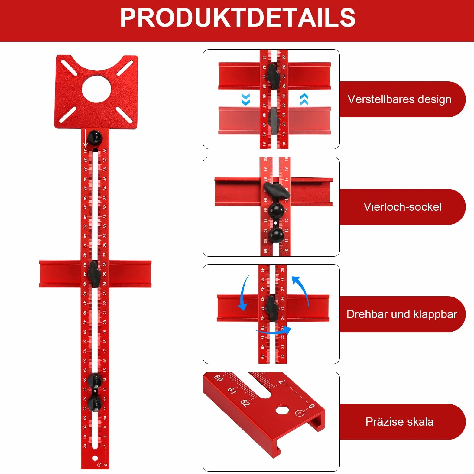 4 w 1 regulowany aluminiowy obieg frezowania, szablon do frezowania górnowrzecionowego, przewodnik Milling Guide, krążek frezarski górnowrzecionowy, promień 90 mm do 370 mm, wielofunkcyjny szablon do