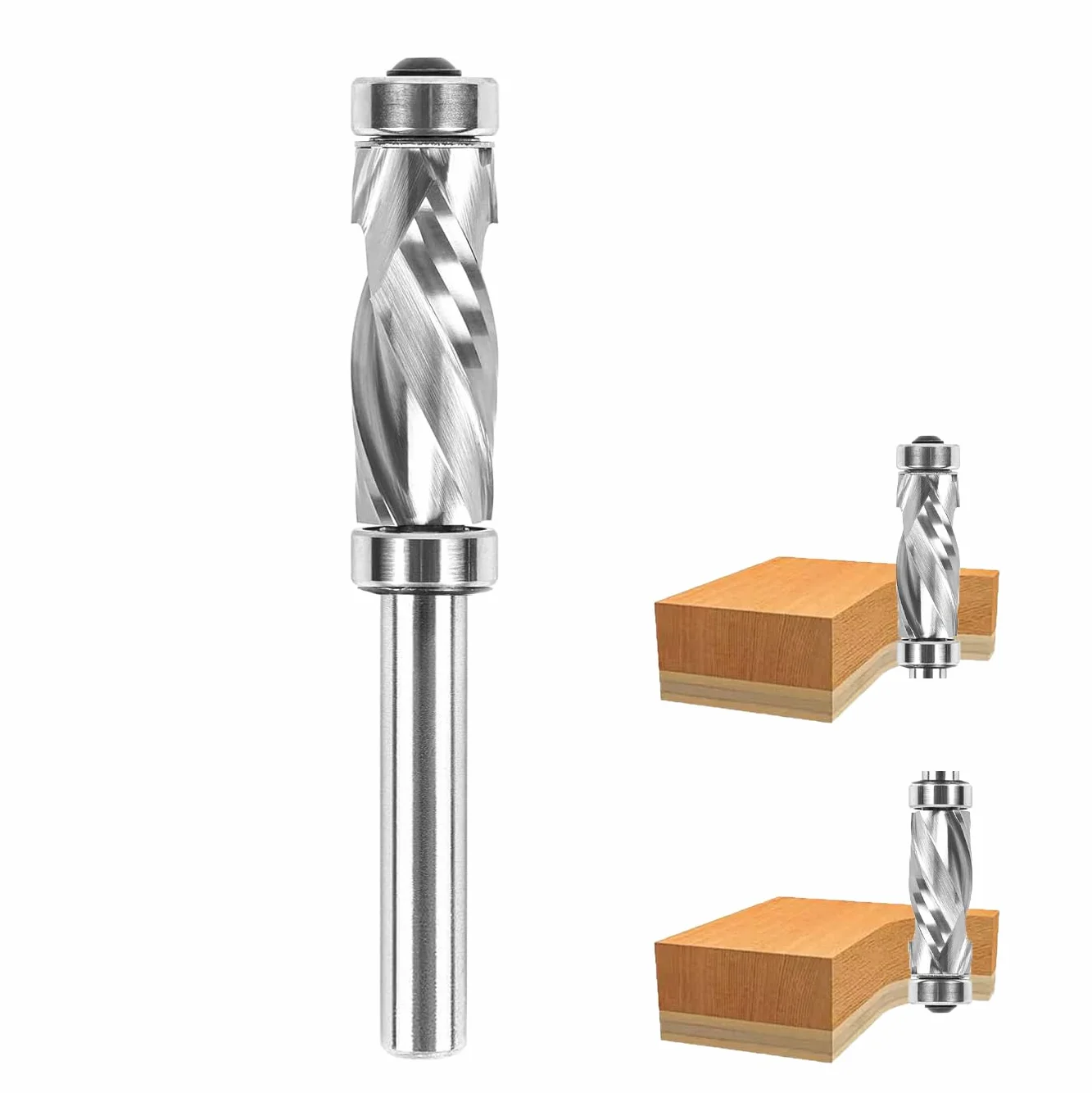 SpeTool Spiralna frez do wyrównywania powierzchni 8 mm trzonek, długi Up&Down frez kompresyjny do frezarki górnowrzecionowej 12 mm średnica cięcia 32 mm długość cięcia z węglika spiekanego do obróbki