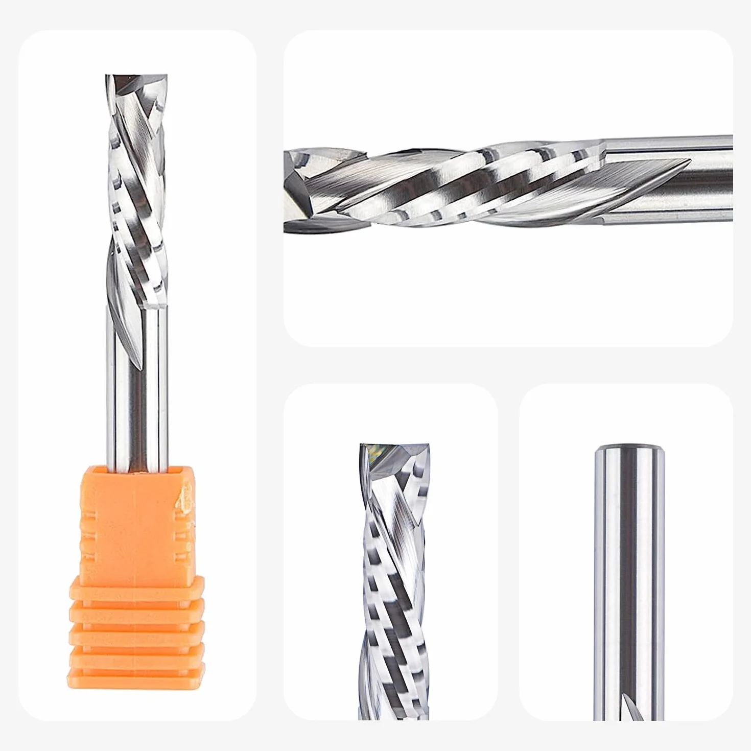SpeTool Spiralny Frez Do Rowków 6 mm - Kompresja Chwytu 22 mm, Długość Cięcia w Górę i w Dół, Palcowy z Węglików Spiekanych, CNC, Do Otworów i Drewna