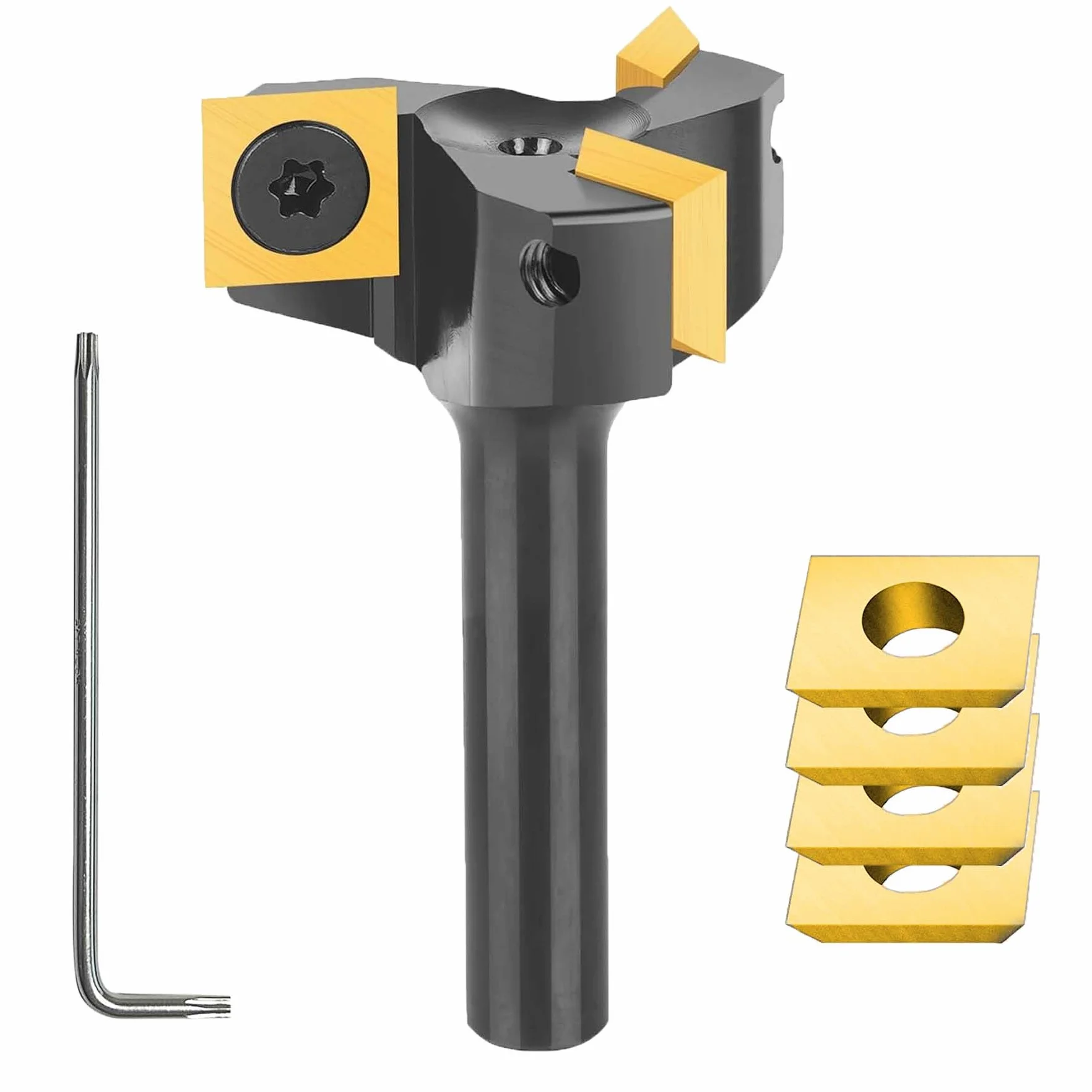 SpeTool Frez czołowy 8 mm średnica trzpienia 35 mm z powłoką ATS z 3 wymiennymi nożami z węglików spiekanych (10,5 mm x 10,5 mm x 2,2 mm) płytki obrotowe VHM 3 flety CNC frez czołowy do frezarki