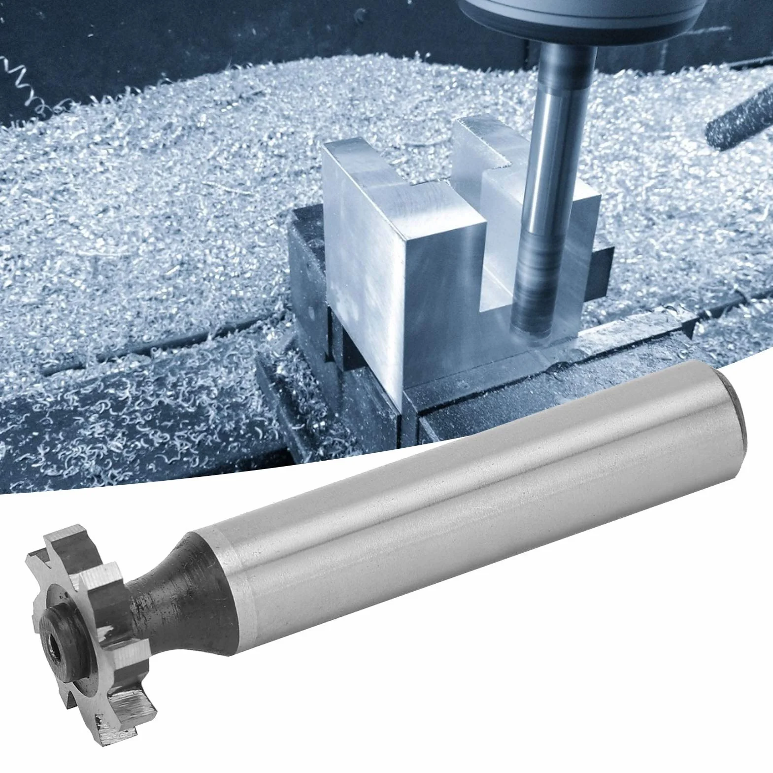 Frez do Gniazd T CNC, 3mm Szerokość Ostrza, Stal Szybkotnąca, 16mm Średnica Zewnętrzna, 10mm Średnica Trzonu, do Frezowania Stali Aluminium Miedzi