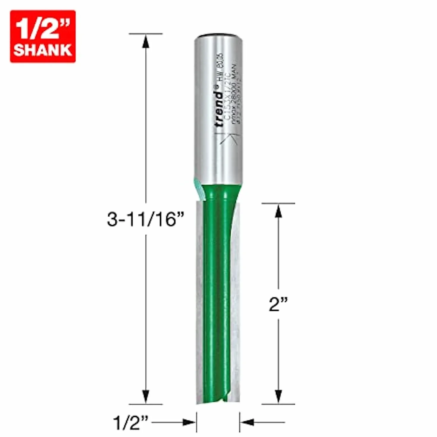 Trend CraftPro 1/2 frez do spoin z chwytem calowym - średnica 12,7 mm, dwie końcówki z węglika spiekanego, C153X1/2TC