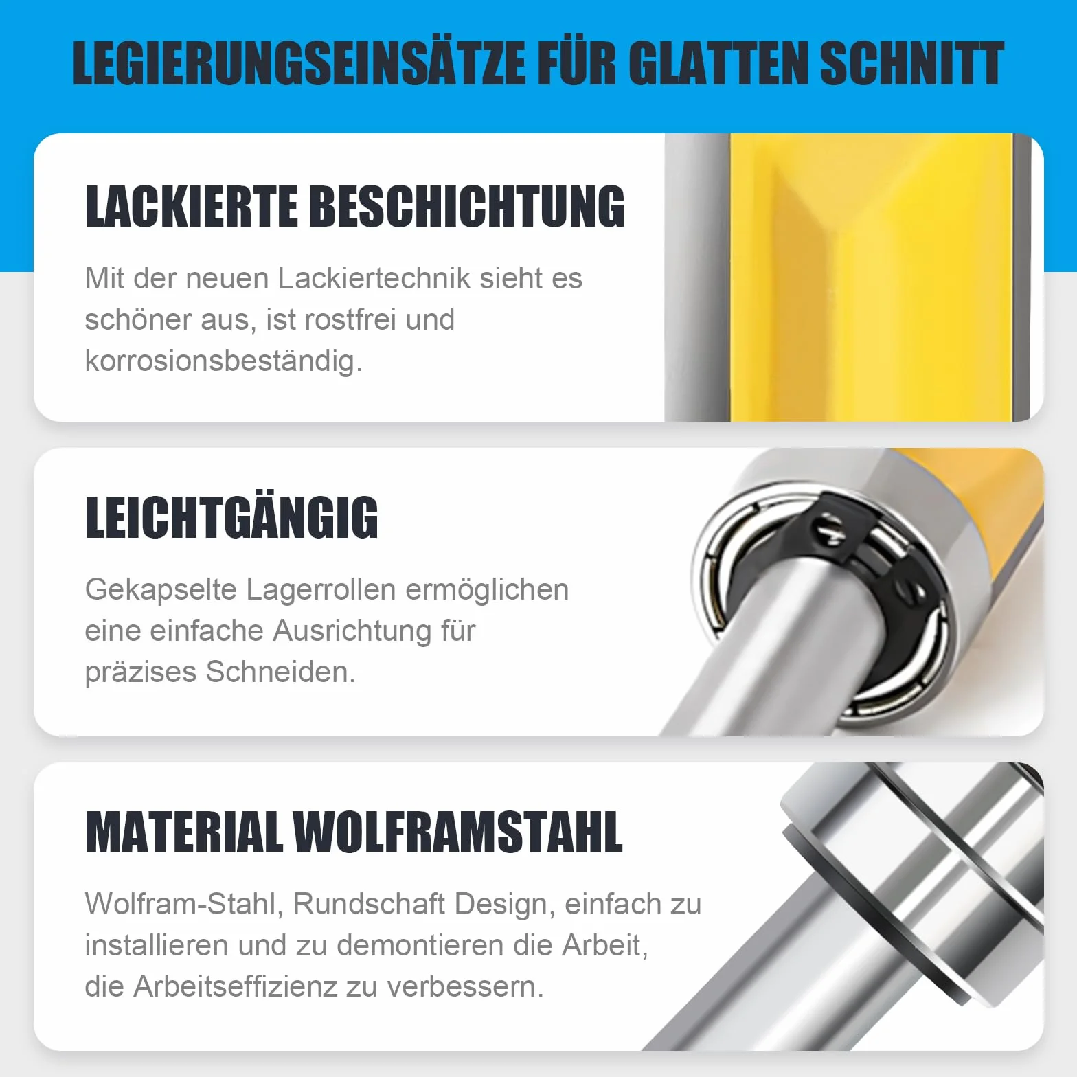 Frez do wygładzania z trzonkiem 6 mm, Ø 12 mm, długość robocza 20 mm, z łożyskiem kulkowym, ostrze z twardego metalu, poręczne, trwałe i ostre, do obróbki drewna DIY w domu
