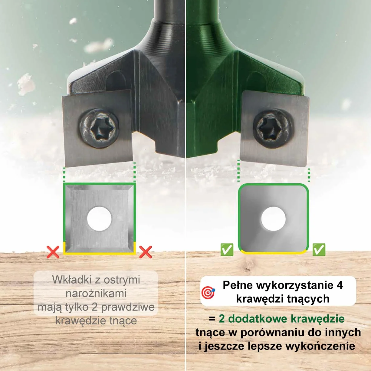 Fraiser Tornado Sniper – frez do wyrównywania drewna, trzpień 8 mm, średnica 35 mm, wkładki z węglika spiekanego 10,5 × 10,5 mm – do płaszczyzn, rowków i krawędzi, do frezarki górnowrzecionowej