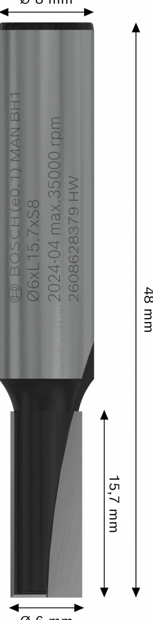 Bosch Professional Frez prosty Standard for Wood (do drewna, Ø 6 mm, Długość robocza 16 mm, Akcesoria frezarek ręcznych)