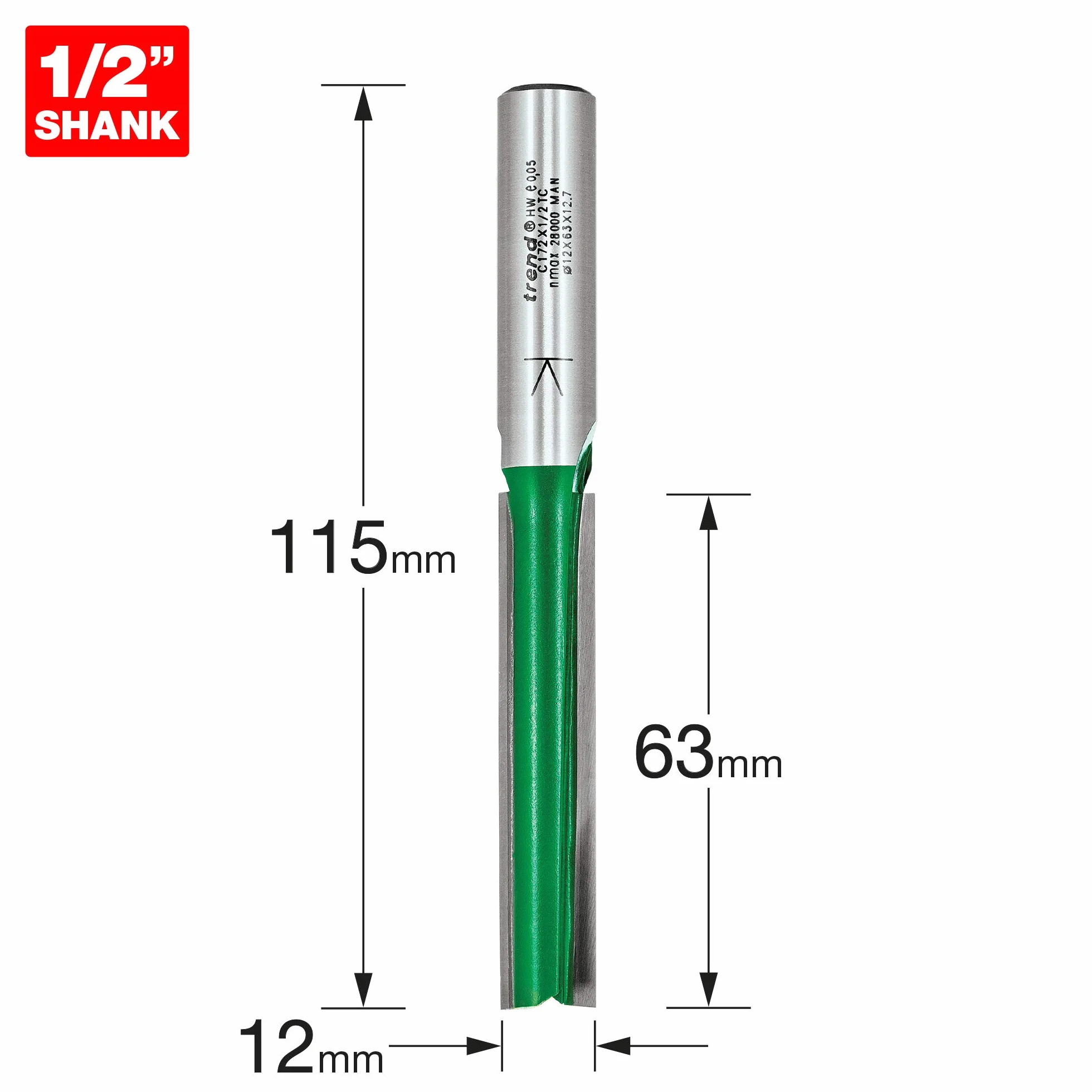 Trend C172X1/2TC dwa rowki 12 mm średnica x 63 mm cięcie