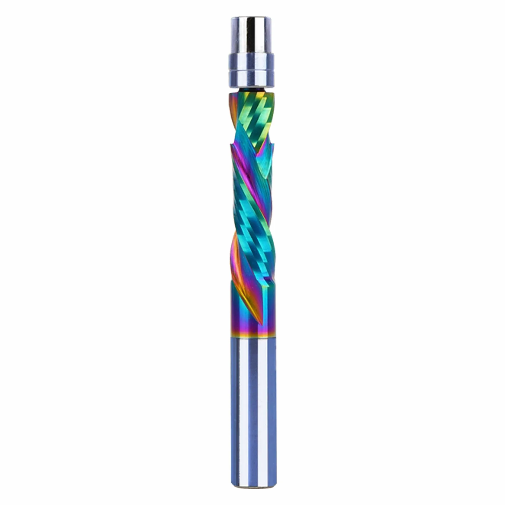 SpeTool Frez do wyrównywania 8 mm, trzonek spiralny, ekstra długi, kompresja 32 mm, DLC, powłoka VHM, podwójne łożysko kulkowe