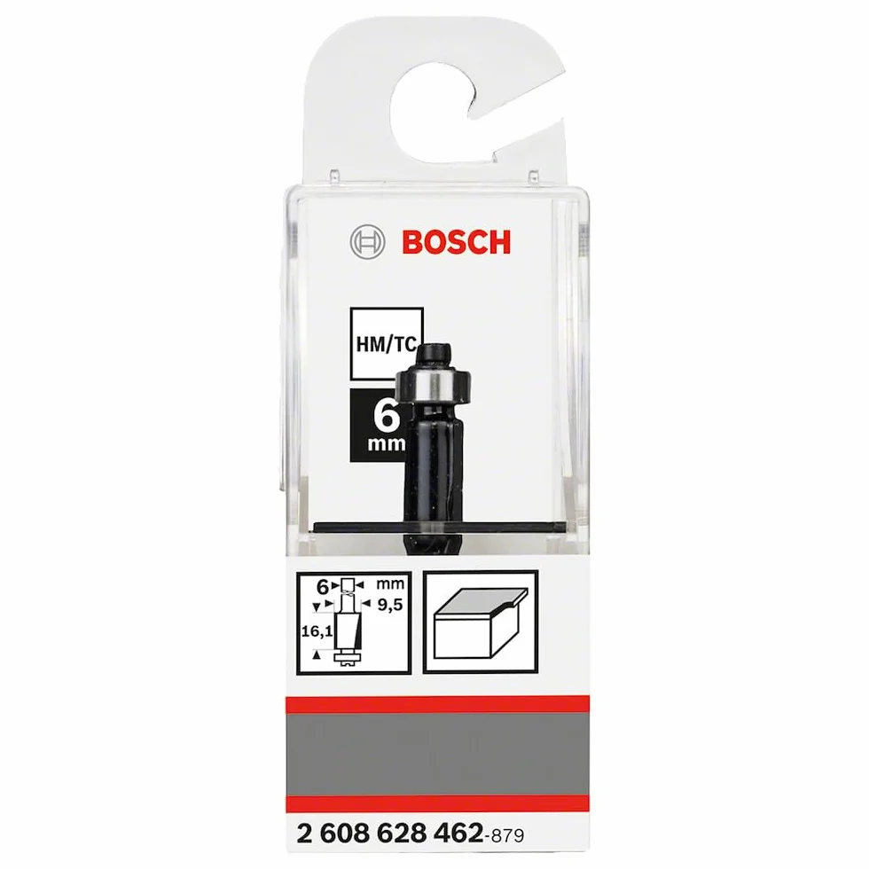 Bosch 1x Frez prosty PRO z łożyskiem kulkowym na dole (do Miękkie drewno, Twarde drewno, Ø 9,5 mm, Professional Akcesoria Frez ręczny, Frez krawędziowy)